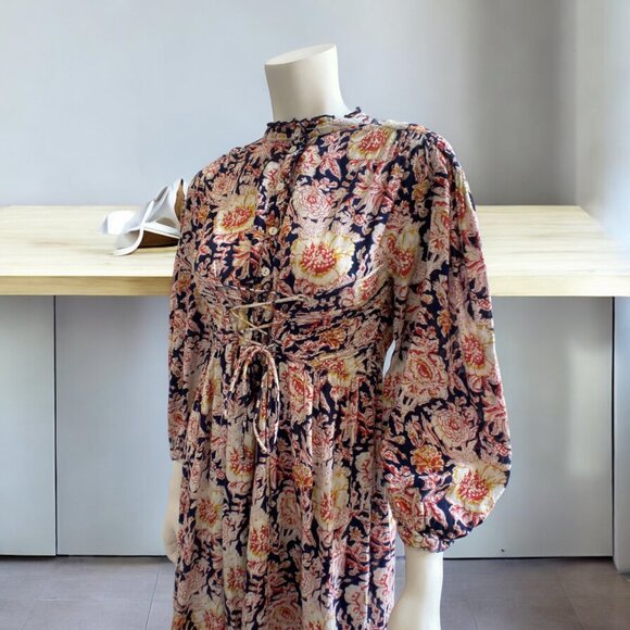 ANTIK BATIK Andre Floral Cotton Mini Long Sleeve Dress , size Extra Small - Picture 10 of 15